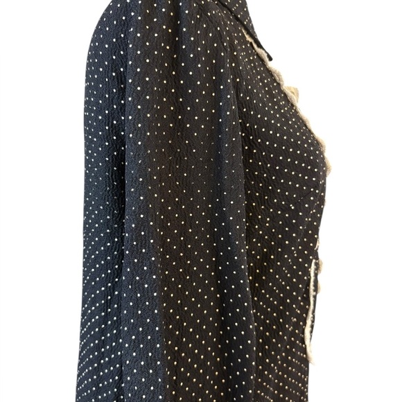 Vintage Normay Black and White Ruffled Bishop Sleeve Dress - Picture 5 of 11